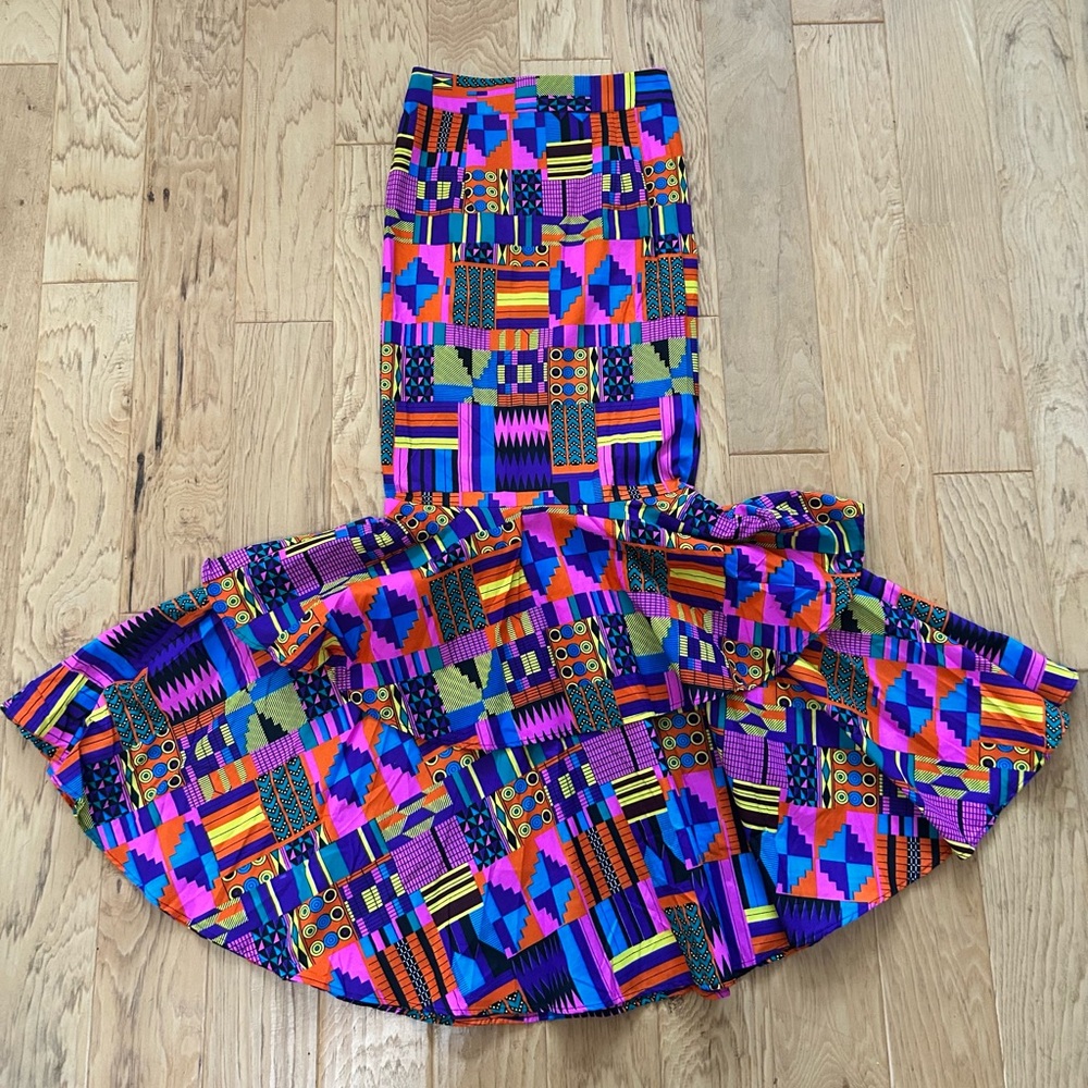 Psychedelic Carmen Maranda Vintage Maxi Skirt NWT Medium Long Fitted Ruffle - Picture 3 of 5